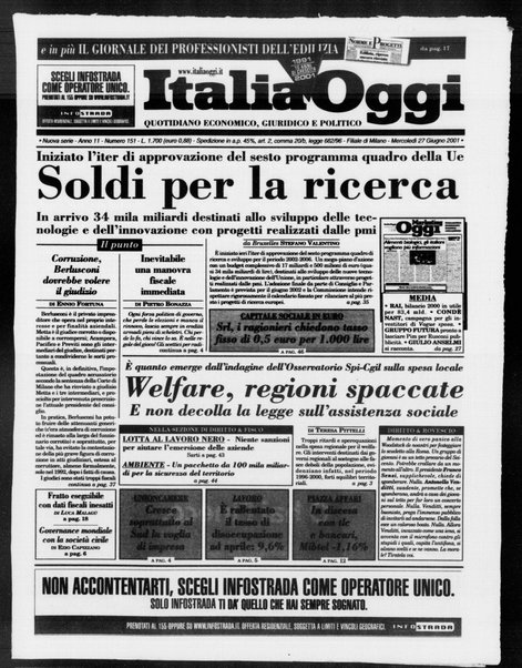 Italia oggi : quotidiano di economia finanza e politica